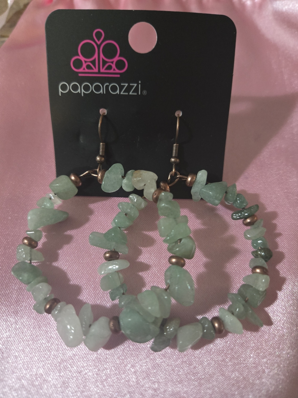 paparazzi Mint Green Chip Hoop Earrings with Copper Accents